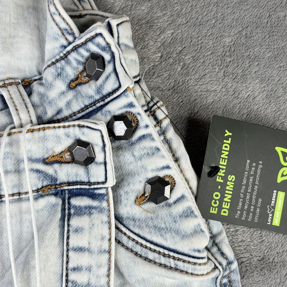 Love Trends‎ Skort Dungaree Womens Large Denim Overalls Shorts Eco-Friendly - Picture 8 of 16